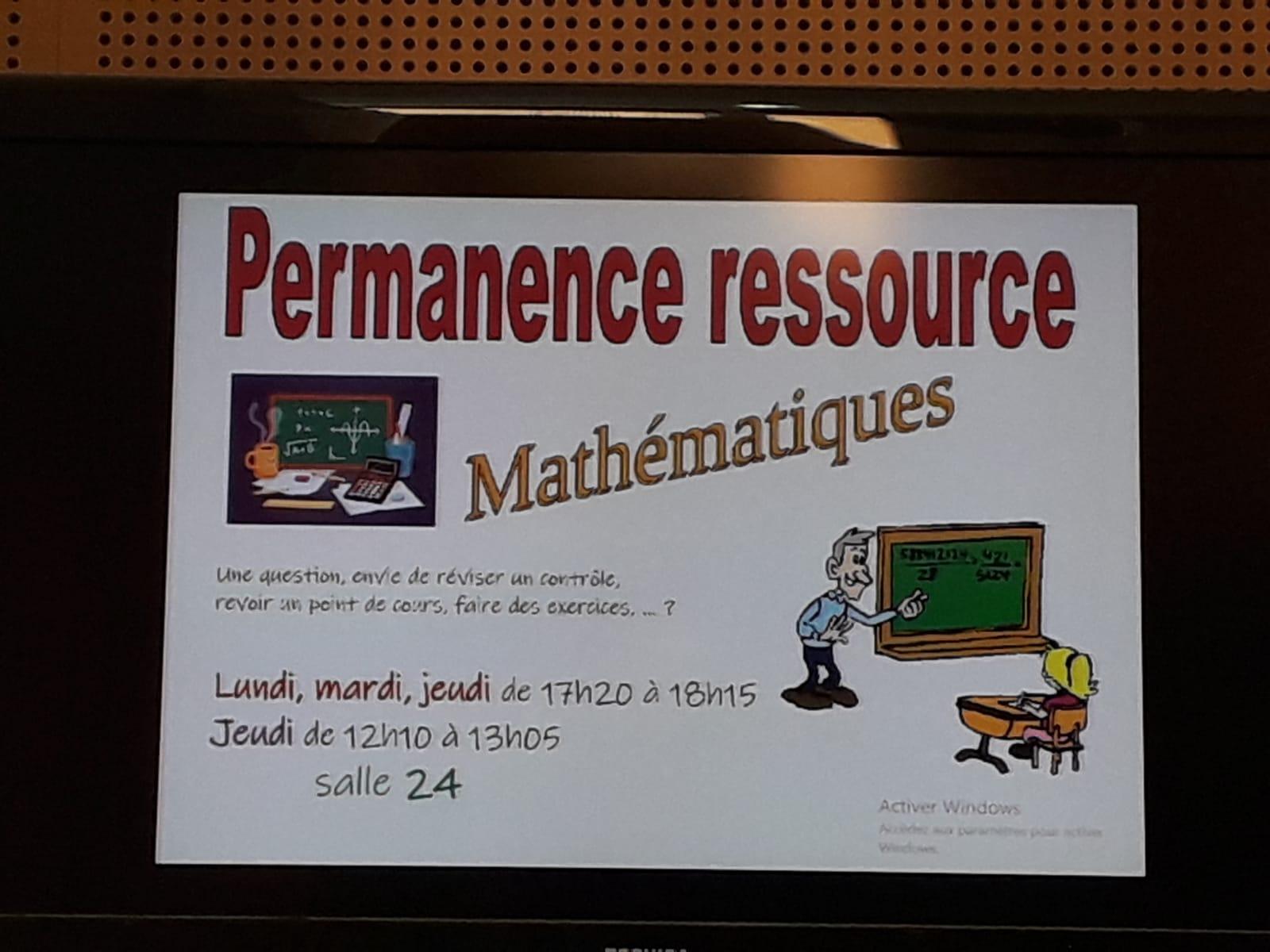 Permanences ressources maths